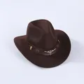 Detailansicht eines Cowboyhuts mit silbernem Stierkopf-Ornament auf Filzband - Erwachsene(55-58cm) / Braunkaffee (Silberner Bullenkopf-Dekor)