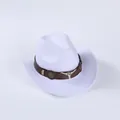 Chapeau de cowboy en feutre de lana blanc avec ornement tête de taureau argenté - Blanc (Décor de Tête de Taureau en Argent)