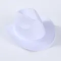 Chapeau de cowboy occidental classique en feutre blanc avec bord roulé et style jazz - Blanc (Uni)
