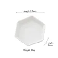 White hexagonal ceramic jewelry dish with 7.6cm length and 96g weight specification. - Hexagonal Tray (7.6*7.6*2)