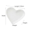 Elegant white heart-shaped ceramic jewelry tray variant showing product dimensions - Small Heart Shaped Tray (12.8*11.7*1.5)