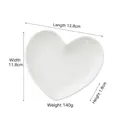 White heart-shaped ceramic jewelry dish tray with precise dimensions, length 12.8cm - Large Heart Shaped Tray (12.8*11.8*1.8)