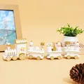 Tren de madera blanco y dorado para decoración navideña de mesa y regalo festivo - 1897 Blanco