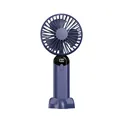 Portable navy blue handheld mini fan with LED power display screen and desktop base - Blue Battery Display (GS-11 Style)