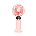 Portable handheld USB rechargeable mini fan in pink with digital LED battery display - Pink Battery Display (GS-11 Style)