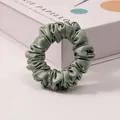 Premium sage green 30 momme heavy mulberry silk scrunchie with smooth satin texture - 2cm Width / Bean Green
