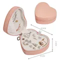 Joyero portátil rosa en forma de corazón para organizar pendientes y anillos pequeños, compacto - SH789-68 / Rosa Anaranjado