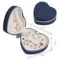Joyero portátil azul marino en forma de corazón, dimensiones de 10,3x9,5x4,5 cm - SH789-68 / Azul marino