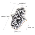 Nordic ceramic Hamsa hand jewelry dish with black floral patterns and elegant gold rim - Hamsa Hand - Black Flower White Base (11.8*8.2*1)
