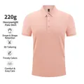 Premium men's slim fit short sleeve heavyweight cotton polo shirt in light pink color - Dusty Pink