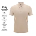 Men's slim fit short sleeve polo shirt in classic khaki beige with breathable fabric - Beige Apricot