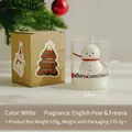 White snowman scented candle in glass cup, English Pear and Freesia fragrance gift set - Christmas Cup Candle (Snowman)