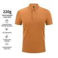 Slim fit men's heavyweight short-sleeve polo shirt in mustard yellow ginger color - Caramel color