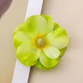 Close-up macro view of a high-quality lime green artificial magnolia flower head - Small / Green