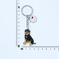 Detailed Rottweiler dog keychain with I Heart Dogs charm next to a measuring ruler - Small Rottweiler