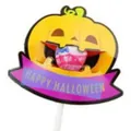 Halloween pumpkin lollipop paper card holder with Happy Halloween banner decoration - Large Pumpkin Shape
