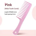 Professional pink wide-tooth comb for curly and thick hair detangling, 24cm length - Pink