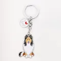 Zinc alloy keychain featuring a cartoon Collie dog pendant and 'I Love Dogs' circular charm. - New Sheltie