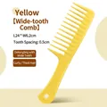 Professional yellow wide-tooth hair comb for curly and thick hair detangling massage - Yellow