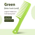 Wide-tooth detangling comb for curly hair in vibrant green, 24cm professional length - Green