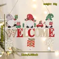 Houten kerst welkom bord met kabouters en sneeuwvlok hangers voor deur decoratie - Stijl 2