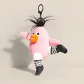 Funny pink bird plush keychain with crazy black hair and net stockings doll charm - 15CM / Pink Madman with Bell Keychain