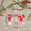 Houten kerst welkom deurbord met kerstman en sneeuwpop inclusief hangende sneeuwvlokken - Welkom Brievenbus Boom (HX-313)