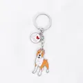 Detailed view of the enamel pitbull dog keychain with I Love Dogs heart charm - New Staffordshire Terrier