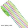 Cinta a rayas de 2,5 pulgadas con borde de alambre para envolver regalos de Pascua - Rayas de Cinco Colores (Nº 1) / 6,3 cm x 5 Yardas/Rollo