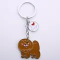 High-detail close-up of a brown cartoon dog keychain featuring an I Love Dogs metal charm. - Cartoon Chow Chow