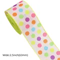 Cinta de lunares de colores con borde de alambre para envolver regalos de Pascua - Lunares de Colores (Nº 2) / 6,3 cm x 5 Yardas/Rollo