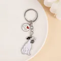 Detailopname van een zinken honden sleutelhanger met de tekst I Love Dogs en een hanger - Terriër (M10203)