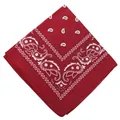 Classic red paisley cotton bandana square scarf for outdoor sports and cycling headwear - 54x54cm / Wine Red (658715)