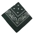 Dark green paisley bandana headwear for outdoor cycling and fashion styling accessories. - 54x54cm / Dark Green (658716)