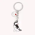 Cartoon Husky pendant keychain in zinc alloy with 'I love dogs' charm - Husky (M10201)