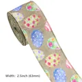 Easter wired burlap ribbon featuring colorful floral egg patterns for festive gift wrapping - Burlap Easter Eggs (No. 8)