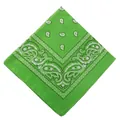 Vibrant green paisley bandana square headscarf for outdoor cycling and fashion styling - 54x54cm / Grass Green (658718)
