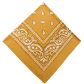 Classic mustard yellow square bandana with white paisley pattern print for outdoor activities - 54x54cm / Earth Yellow (658720)