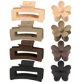 8-delige matte haarklemset met vierkante en bloemvormen in diverse neutrale kleuren - Patronen Set 20