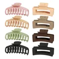 Set of 8 matte hair claw clips in assorted colors featuring round and square designs - Set 4