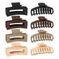 8-piece minimalist matte large hair claw clip set in neutral earth tones for thick hair. - Set 8