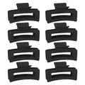8-piece matte black rectangular hair claw clip set for thick hair, versatile hair style. - Set 9