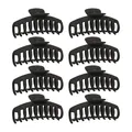 Set of 8 premium matte black large hair claw clips for thick hair back head styles - Set 10
