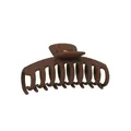 Professional matte brown large hair claw clip for thick hair styling in square design - Curved Dark Brown - 11cm