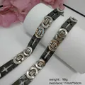 Stylish men's stainless steel cross link chain necklace in silver and black finish - Cross Byzantine Necklace / 11mm*60cm / Silver Black