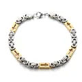 Men's two-tone stainless steel Byzantine chain bracelet featuring gold cross accents - Cross Byzantine Bracelet / 6mm*22cm / Gold & Silver