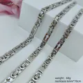 Premium silver stainless steel Byzantine cross necklace for men, 6mm x 70cm, 68g - Cross Byzantine Necklace / 6mm*70cm / Steel