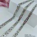Men's stainless steel Byzantine chain necklace with cross motif in silver finish - Cross Byzantine Necklace / 6mm*65cm / Steel