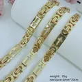 Golden stainless steel men's cross necklace chain, 8mm width and 70cm length jewelry - Cross Byzantine Necklace / 8mm*70cm / Gold