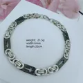 Silver and black stainless steel men's Byzantine chain necklace with cross cutout detail - Cross Byzantine Bracelet / 6mm*22cm / Silver Black